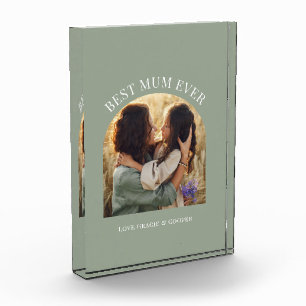 Sage green elegant arch photo typography best mum block