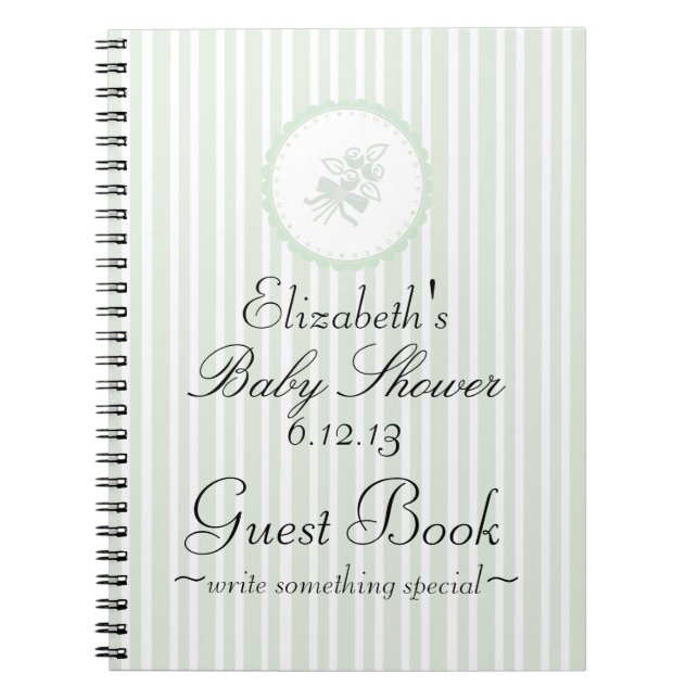 Sage Green Elegant Baby Shower Guest Book (Front)