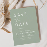 Sage Green Elegant Boho Save the Date Minimalist 