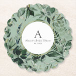 Sage Green elegant botanical bridal luncheon Paper Coaster<br><div class="desc">Greenery watercolor Botanical Bridal brunch Paper Coaster</div>