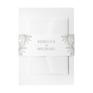 Sage Green Elegant Botanical Wedding Invitation Belly Band