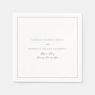 Sage Green Elegant Calligraphy Framed Wedding Napkin