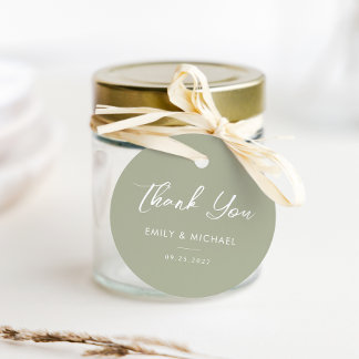 Sage Green Elegant Calligraphy Wedding Favour Tags