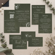 Sage Green Elegant Calligraphy Wedding Invitations