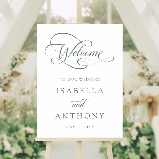 Sage Green Elegant Calligraphy Wedding Welcome Poster (Creator Uploaded)