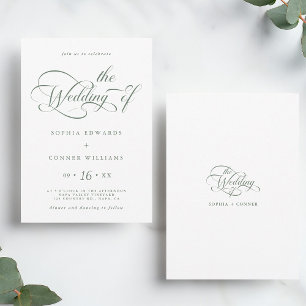 Sage Green Elegant Charm Script Wedding Invitation