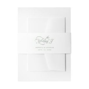 Sage Green Elegant Charm Script Wedding  Invitation Belly Band