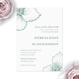 Sage Green Elegant Clematis Drawn Floral Wedding Acrylic Invitations