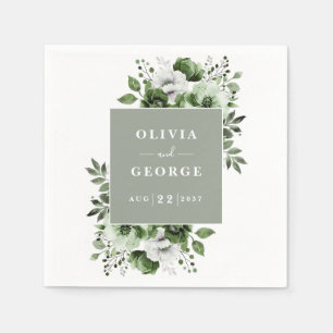 Sage Green Elegant Country Floral Wedding Napkin