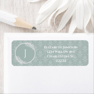 Sage Green Elegant Damask Label