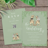 Sage Green Elegant Dinosaur Wedding QR Code