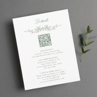 Sage Green Elegant Floral QR Code Wedding Details