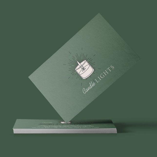 Sage green Elegant Handmade Wax Soy Candle Business Card (Creator Uploaded)