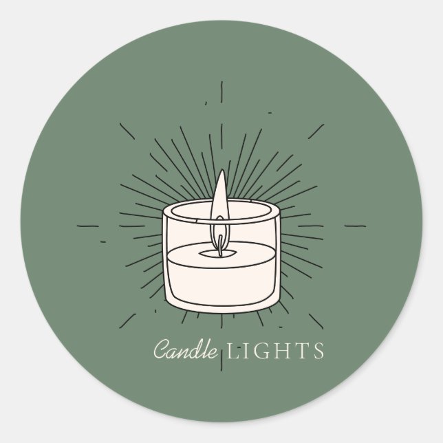Sage green Elegant Light Handmade Candle Classic Round Sticker (Front)