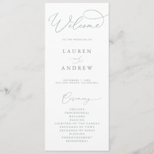 Sage Green Elegant Minimalist Boho Wedding Programme