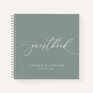 Sage Green Elegant Minimalist Wedding Guest Book