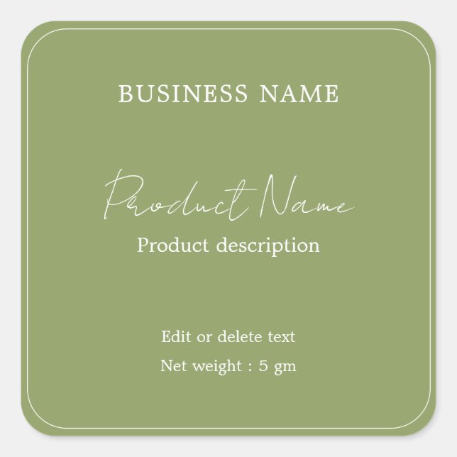 Sage Green Elegant Modern Minimal Product Label (Front)