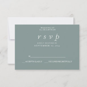 Sage Green Elegant Modern Wedding RSVP Card