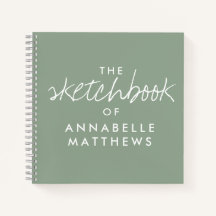 Sage Green Elegant Monogram Sketchbook Notebook
