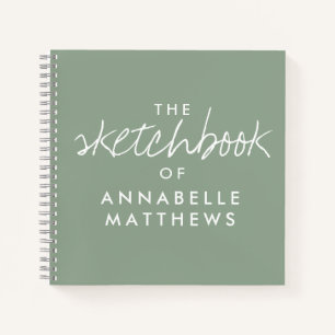Sage Green Elegant Monogram Sketchbook Notebook