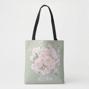 Sage Green Elegant Pastel Floral Bouquet Best Mum Tote Bag