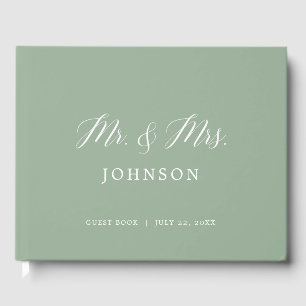 Sage Green Elegant Photo Wedding Guest Book