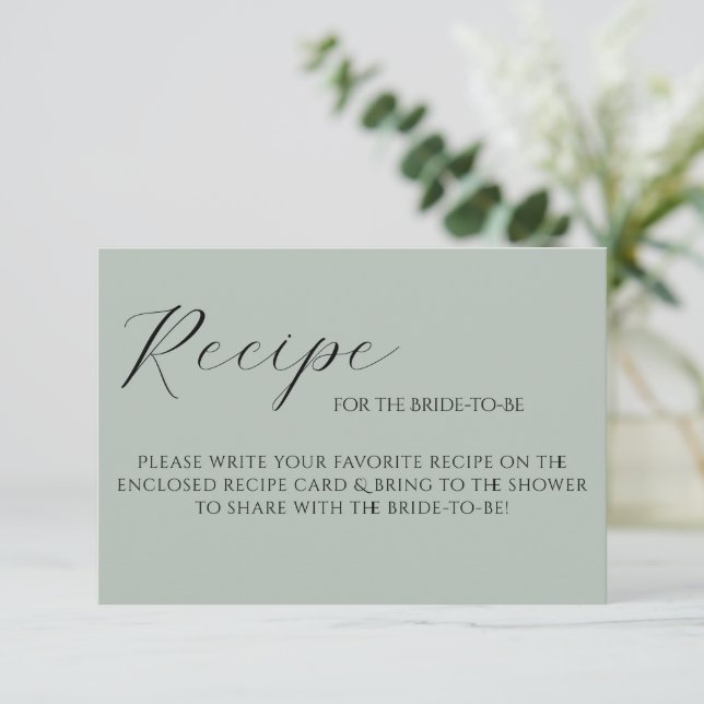 Sage Green Elegant Recipe Card (Standing Front)