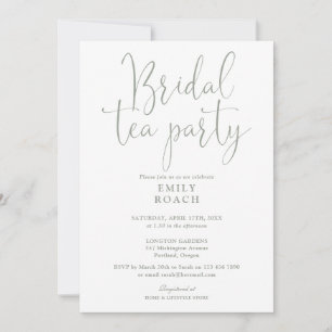Sage Green Elegant Script Bridal Tea Party Shower Invitation