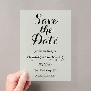 Sage Green Elegant Script Wedding Save the Date Acrylic Invitations