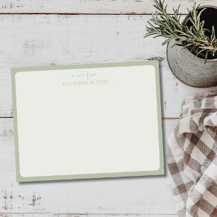 Sage Green Elegant Simple Statnionery Note Card