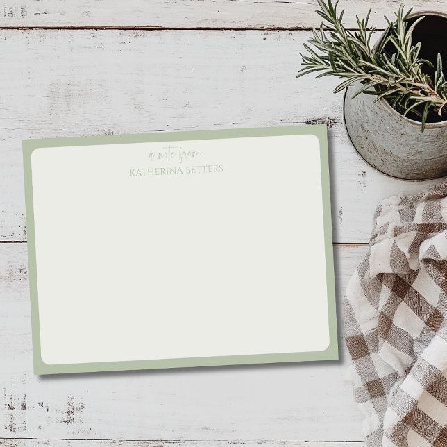 Sage Green Elegant Simple Statnionery Note Card (Creator Uploaded)