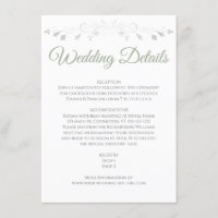 Sage Green Elegant Wedding Details Enclosure Card