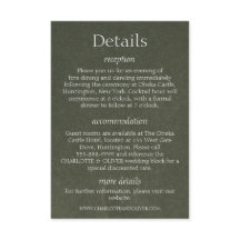 Sage Green Elegant Wedding Details Enclosure Cards