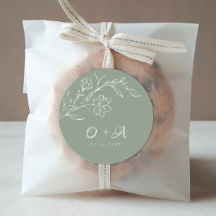 Sage Green Elegant Wedding Monogram Envelope Seals