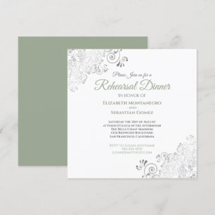 Sage Green Elegant Wedding Rehearsal Dinner Invitation
