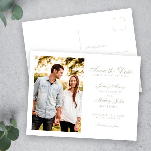 Sage Green Elegant Wedding Save The Date  Invitation Postcard