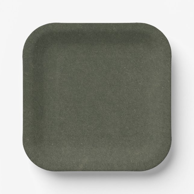 Sage Green Elegant Wedding Square Paper Plate Sets (Front)