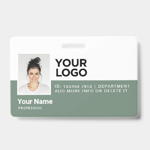 Sage Green Employee Modern Photo ID Security Badge