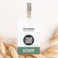 Sage Green Employee Name Business Logo Staff Tag