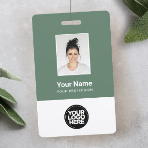 Sage Green Employee Photo, Logo, Name ID Badge