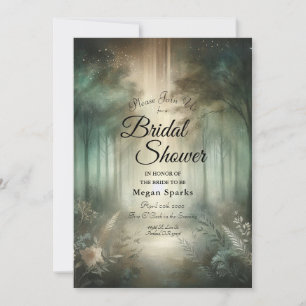 Sage Green Enchanted Forest Radiance Bridal Shower Invitation