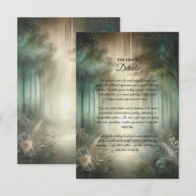 Sage Green Enchanted Forest Radiance Enclosure Card (Front/Back)