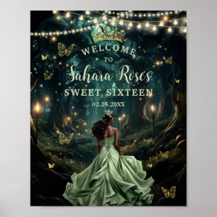 Sage Green Enchanted Forest Sweet Sixteen Welcome Poster