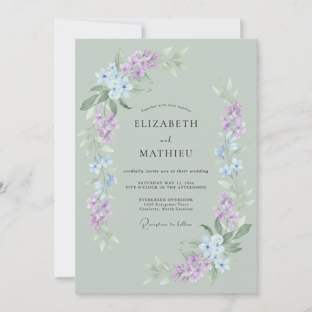 Sage Green Enchanting Spring Wedding Invitation (Front)