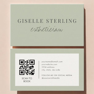 Sage Green Esthetician QR Code Business Card