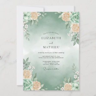 Sage Green Ethereal Succulent Wedding Invitation