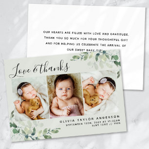 Sage Green Eucalyptus Baby Photo Announcement