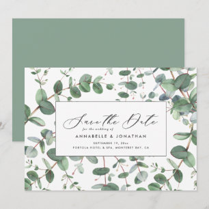Sage green Eucalyptus botanical foliage modern Save The Date