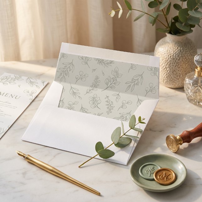 Sage Green Eucalyptus Botanical Wedding Envelope (Sage Green Eucalyptus Botanical Wedding Envelope)