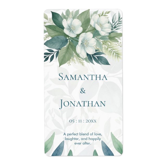 Sage Green Eucalyptus Budget Wedding Wine Label (Front)